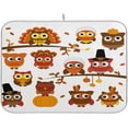 thumbnail image 1 of GZHJMY Cute Cartoon Owl Turkey Thanksgiving Day 16 x 18 Inches Absorbent Dish Drying Mat Microfiber Kitchen Countertop Table Protector Multi-Purpose Counter Rack Sink Drainer Pad, 1 of 6