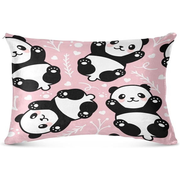 GZHJMY Cute Cartoon Panda Pillowcases, Soft and Cozy Decorative Pillow Cases with Hidden Zipper for Bedroom, Sofa, Couch, Queen Size 20x30 Inches(43)