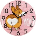 thumbnail image 1 of GZHJMY Cute Cartoon Welsh Corgi Dog Butt Heart Round Wall Clock Decorative, 9.5 Inch Battery Operated Quartz Analog Quiet Desk Clock for Home,Office,School(Pink), 1 of 6
