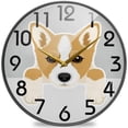 thumbnail image 1 of GZHJMY Cute Cartoon Welsh Corgi Dog Print Round Wall Clock, 9.5 Inch Silent Battery Operated Quartz Analog Quiet Desk Clock for Home,Office,School, 1 of 7