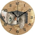 thumbnail image 1 of GZHJMY Cute Cat Peeking Through Cardboard Wall Clock, 10" Silent Non Ticking Round Clock, Oil Painting Easy to Read Clock for Living Room Bedroom Bathroom Home Decor Holiday Gifts, 1 of 7