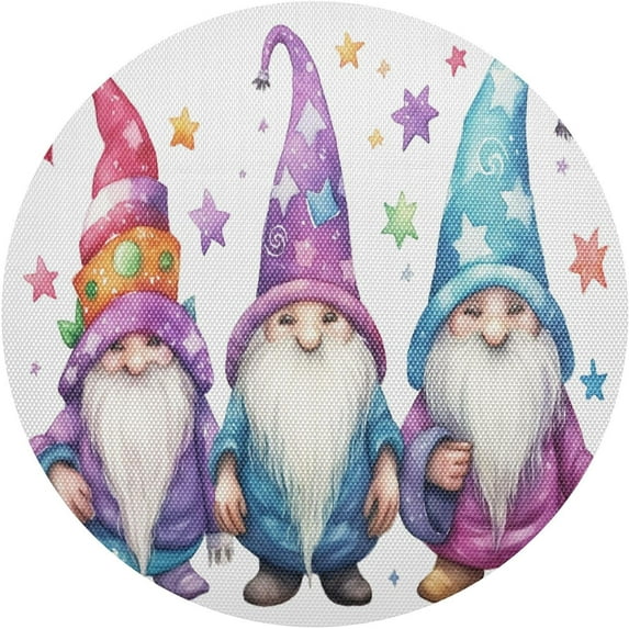 GZHJMY Cute Christmas Gnome Placemats Set of 6 Non-Slip Heat Resistant Dining Table Place Mats Washable Kitchen PVC Weave Table Mats Table Mat