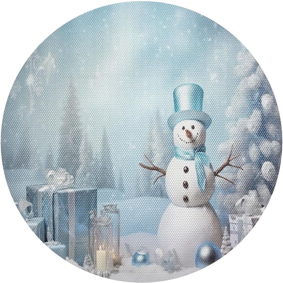 GZHJMY Cute Christmas Snowman Placemats Set of 1 Non-Slip Heat Resistant Dining Table Place Mats Washable Kitchen PVC Weave Table Mats Table Mat