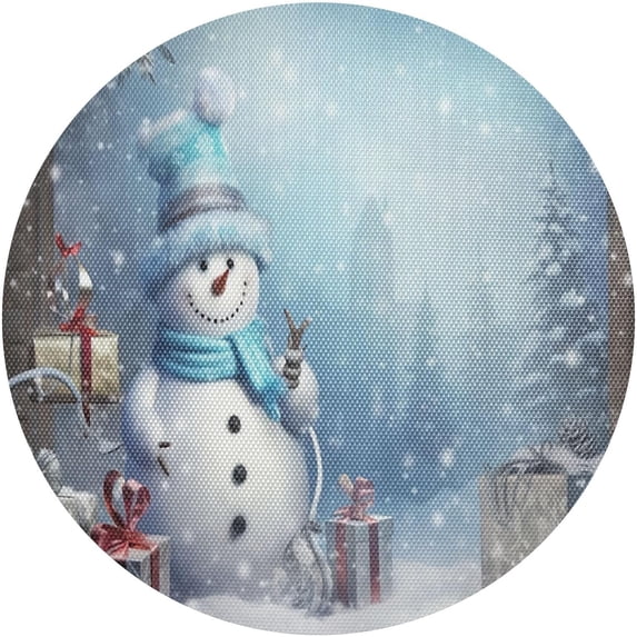GZHJMY Cute Christmas Snowman Placemats Set of 6 Non-Slip Heat Resistant Dining Table Place Mats Washable Kitchen PVC Weave Table Mats Table Mat