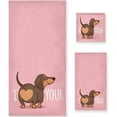 thumbnail image 1 of GZHJMY Cute Dachshund Funny Heart Soft Decor 3 Pcs Towels Set, 1 Bath Towel+1 Hand Towel+1 Washcloth, Multipurpose for Bathroom, Hotel, Gym, Spa and Beach, 1 of 5