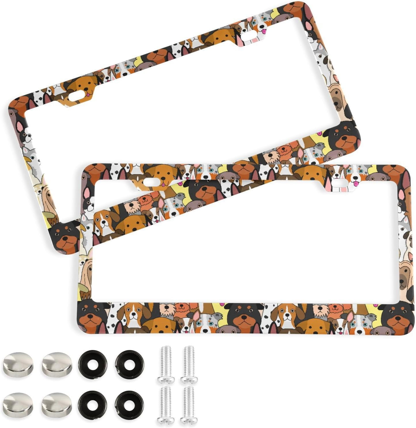 GZHJMY Cute Doodle Dog Print Animal License Plate Frames for Women Men