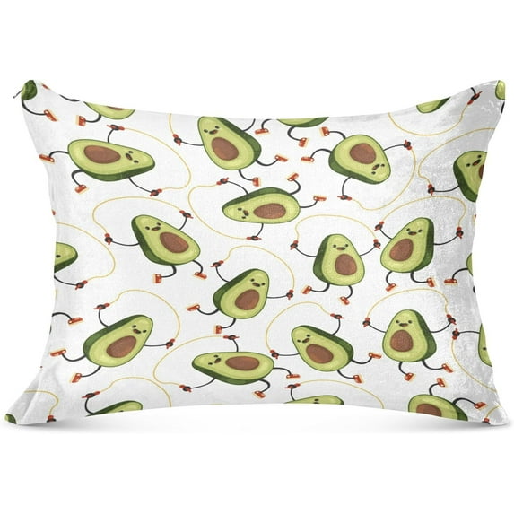 GZHJMY Cute Fruit Avocado Jump Rope Zippered Velvet Pillowcases,Super Soft and Cozy Luxury Plush Pillow Case Bed Pillow Pillowcases, 20x26 Inches Home Decor