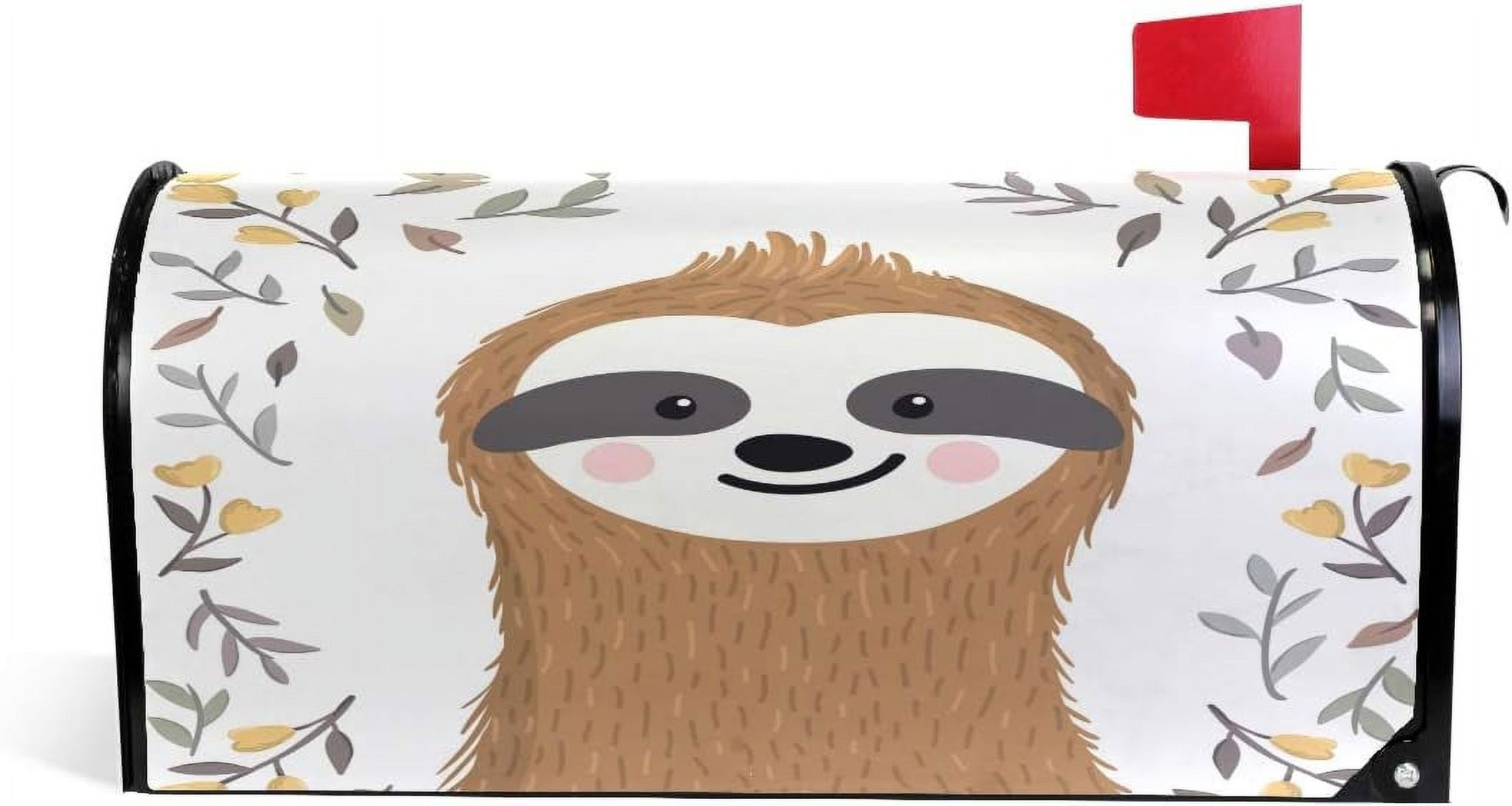 Mail Sloth GZHJMY Cute Funny Sloth Animal Floral Magnetic Mailbox Cover Large Size ...