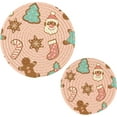 thumbnail image 1 of GZHJMY Cute Gingerbread Cookies Christmas Heat Resistant Trivets Potholders 2PCS, Round Cotton Weave Handmade Pot Holder, Non-Slip Hot Mats Kitchen Dining Plate Mat for Kitchen Pans Bowl Teapot, 1 of 7
