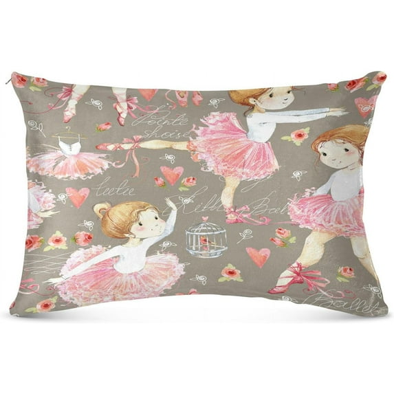 GZHJMY Cute Girl Ballerina Pillowcases, Soft and Cozy Decorative Pillow Cases with Hidden Zipper for Bedroom, Sofa, Couch, Queen Size 20x30 Inches(293)