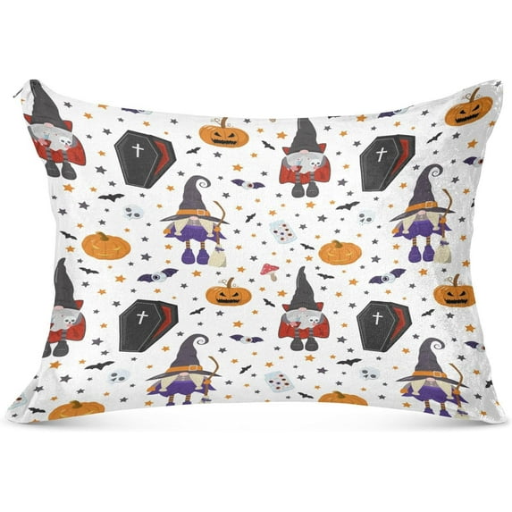 GZHJMY Cute Halloween Gnome Zippered Velvet Pillowcases,Super Soft and Cozy Luxury Plush Pillow Case Bed Pillow Pillowcases,Standard Size 20x26 in Home Decor