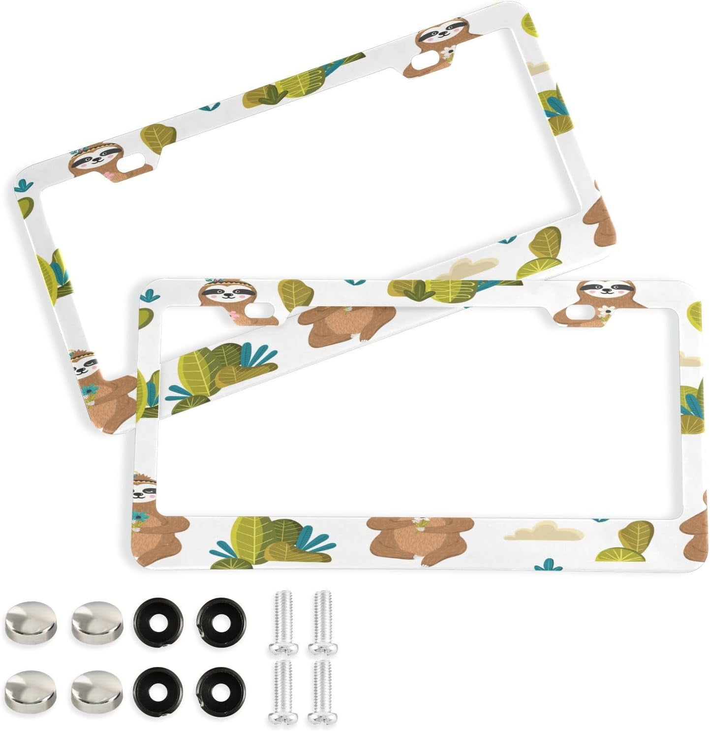 GZHJMY Cute Indian Sloths License Plate Frames Set of 2, Universal ...