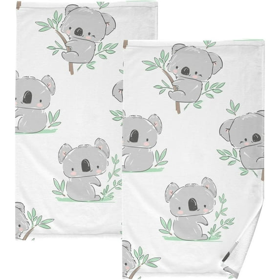 GZHJMY Cute Koala Branches Leaves Cotton Towels Set 2 Pcs Absorbent Hand Towel Face Towels Kitchen Towels Bath Towels for Bathroom Laundry Room Kitchen 16 x 28 Inches