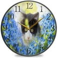 thumbnail image 1 of GZHJMY Cute Little Kitten Pattern Wall Clock Silent Non Ticking 9.5 Inch Round Easy to Read for Home Office School Clock, 1 of 7