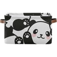 thumbnail image 1 of GZHJMY Cute Panda Print Foldable Storage Bin Bedroom/Office Rectangular Canvas Basket 14.2"x10.2", 1 PCS Cube Organizer Boxes with Handles for Books/Clothes/Toys, 1 of 7