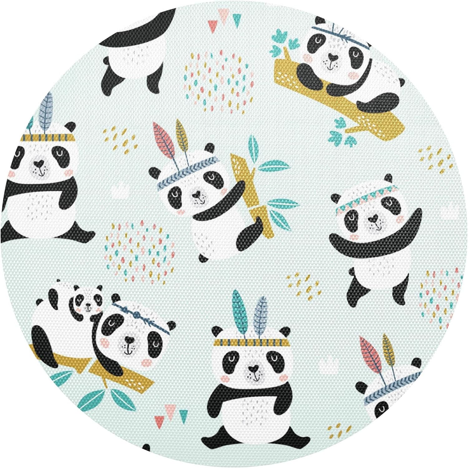 GZHJMY Cute Pandas Round PVC Placemats Set Of 4 Kitchen Dining Table gzhjmy-cute-pandas-round-pvc-placemats-set-of-4-kitchen-dining-table