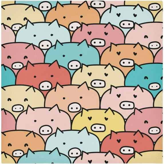 GZHJMY Cute Pig Cloth Napkins Set of 1, Reusable Washable Oversized Table Napkins for Family Wedding Dinner Party Home Decor, 20 Inch Decorative Washcloths