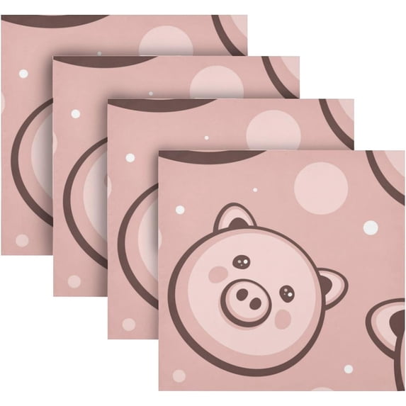 GZHJMY Cute Pig Cloth Napkins Set of 4, Reusable Washable Oversized Table Napkins for Family Wedding Dinner Party Home Decor, 20 Inch Decorative Washcloths