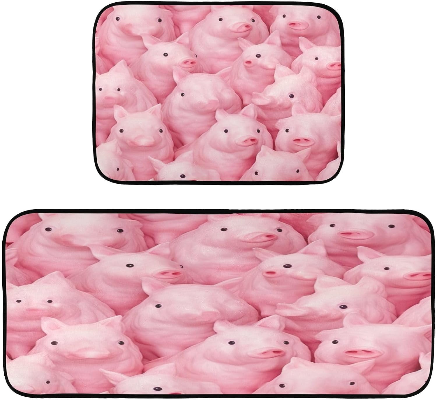 GZHJMY Cute Pig Kitchen Rug Set of 2 Non Slip Washable Cushioned Anti