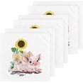 thumbnail image 1 of GZHJMY Cute Pig with Sunflower Washcloth Set of 6 Pcs 100% Cotton Small Face Towel, 12 x 12 inch Washcloths, 1 of 6