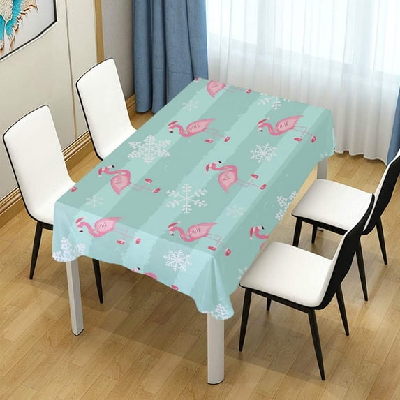 GZHJMY Cute Pink Flamingo Snowflake Rectangle Tablecloth for Kitchen Dining Room Party Table Cover Home Decor 60"(W) x 90"(L)