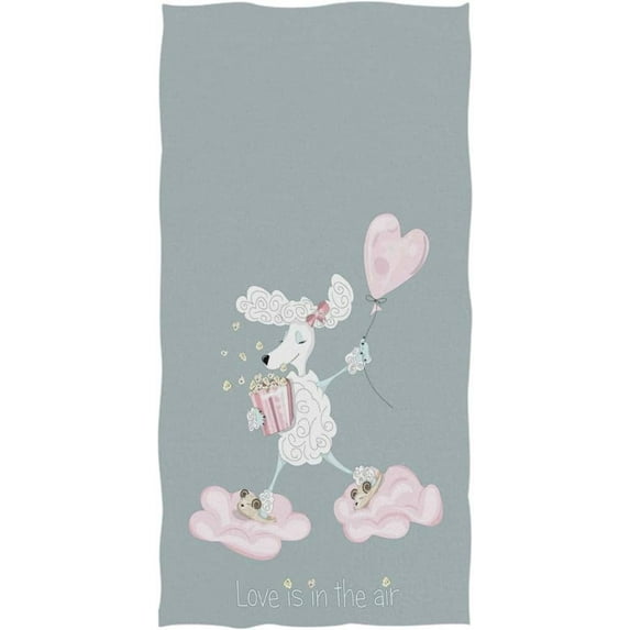 GZHJMY Cute Pink Poodle with Popcorn Soft Highly Absorbent Large Decorative Hand Towels Multipurpose for Bathroom, Hotel, Gym and Spa (16 x 30 Inches)