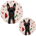 thumbnail image 1 of GZHJMY Cute Puppy Giving Roses Trivet Pot Holder, Round Woven Potholders Set 2PCS-Braided - Coasters - Table Mats 32 for Kitchen Pans Bowl Teapot, 1 of 7