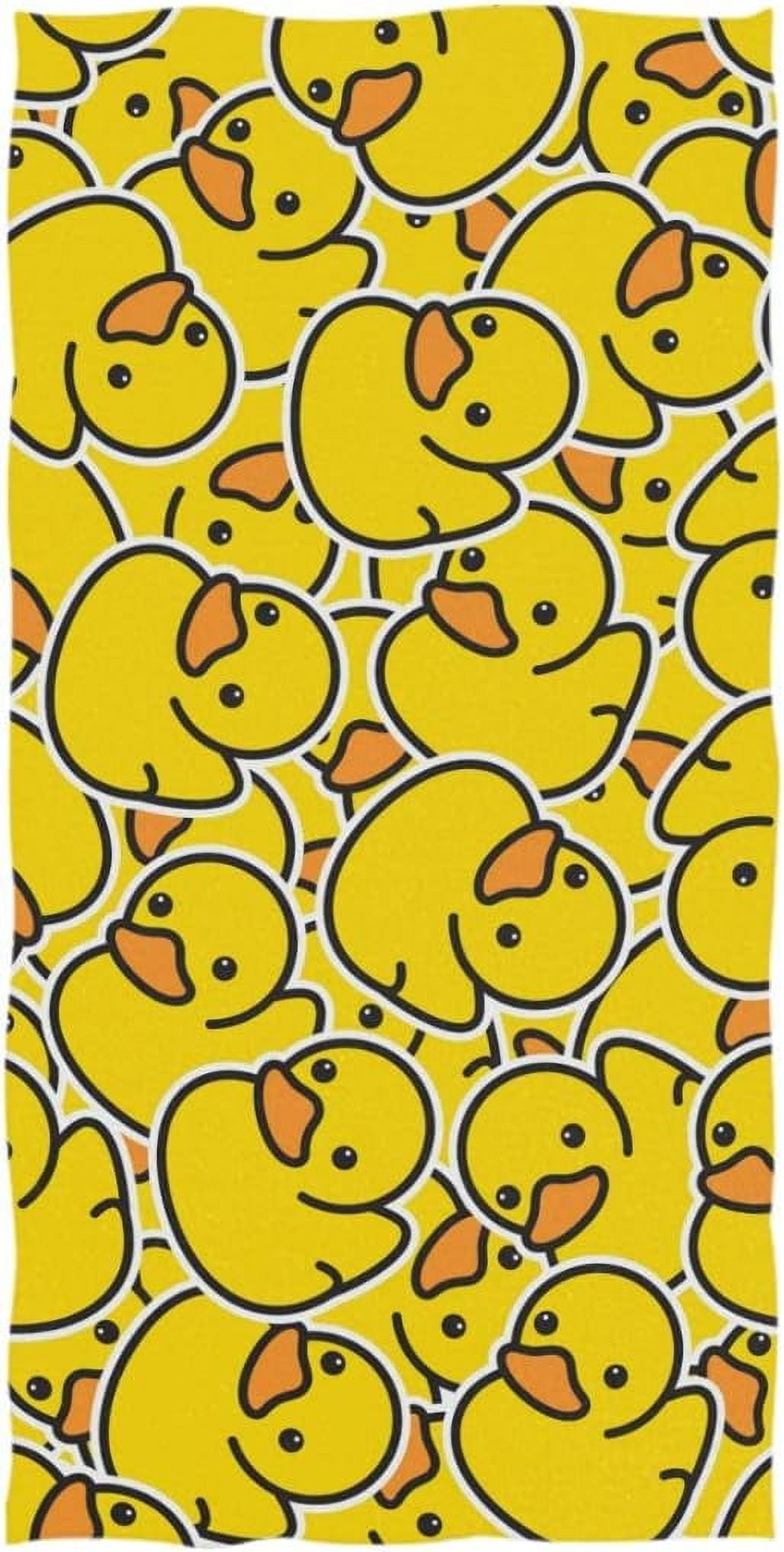 2 Pack Yellow Duck Hand Towels - 14x29 Inch, 100% Cotton, Absorbent Jacquard Weave Bath Towels For Kitchen, Bathroom, Decor