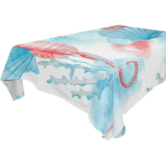 GZHJMY Cute Seahorse Rectangle Tablecloth, Waterproof Stain Wrinkle Resistant Washable Polyester Table Cover for Picnic Dinner Holiday Kitchen Party Decor, 60 x 90 in Home Decor