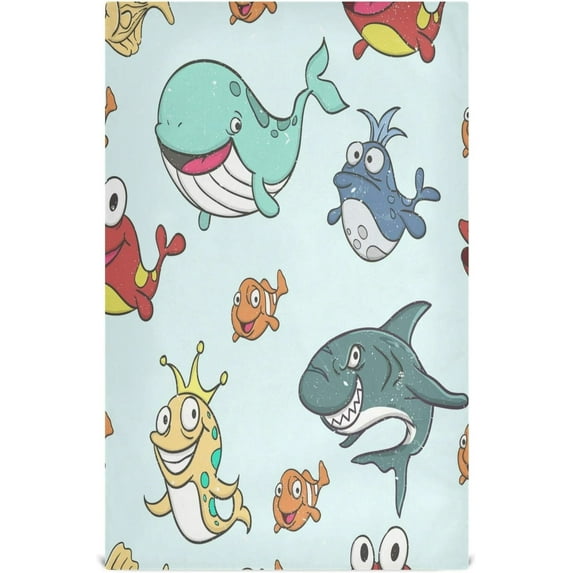 GZHJMY Cute Shark Fish Kitchen Dish Towels Set of 1,Dishcloths,Absorbent Soft Towels Hand Towels, Tea Towels,18" x 28"