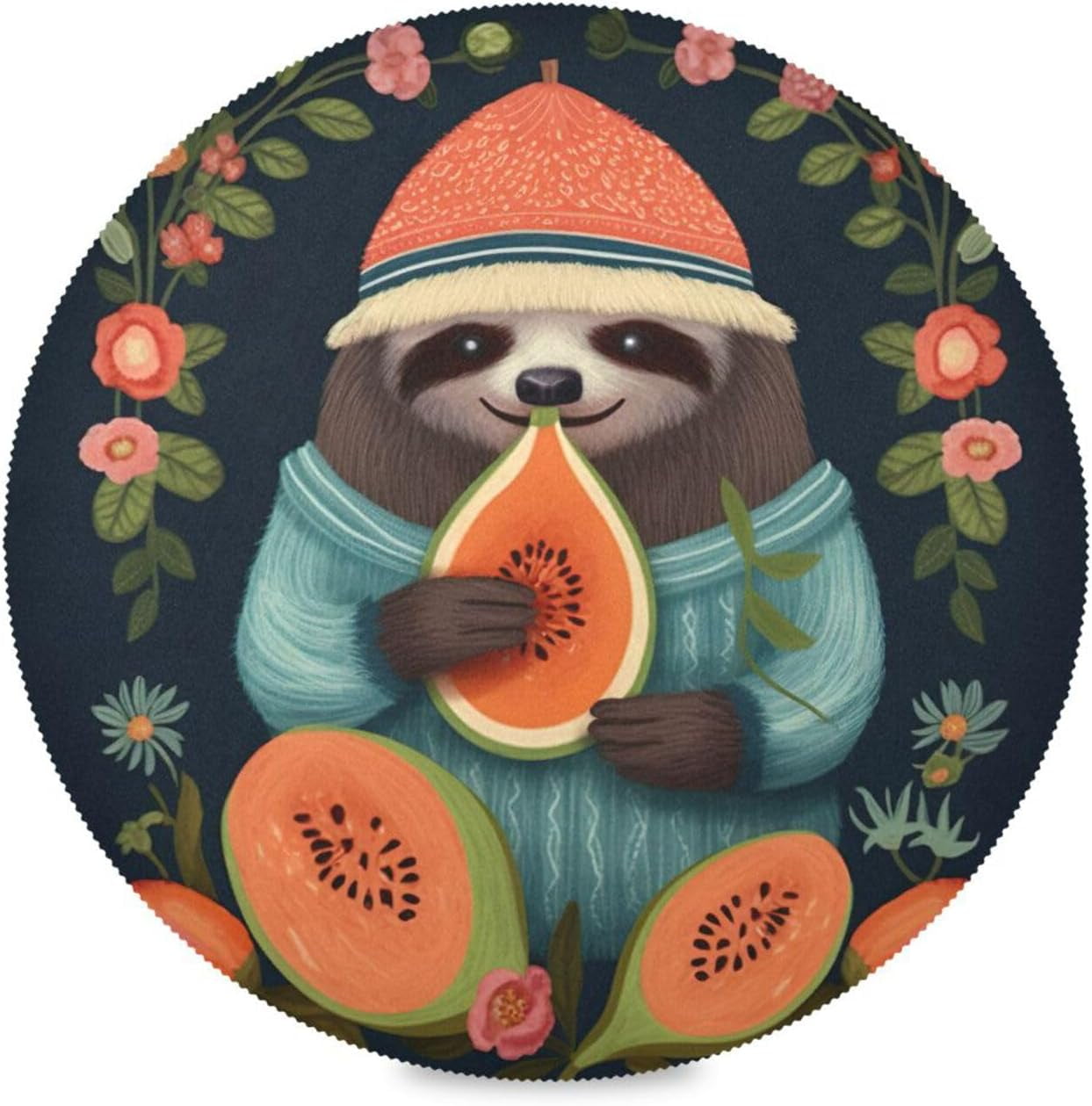 GZHJMY Cute Sloth Round Placemats 15.4in, Washable Heat Resistant Table ...