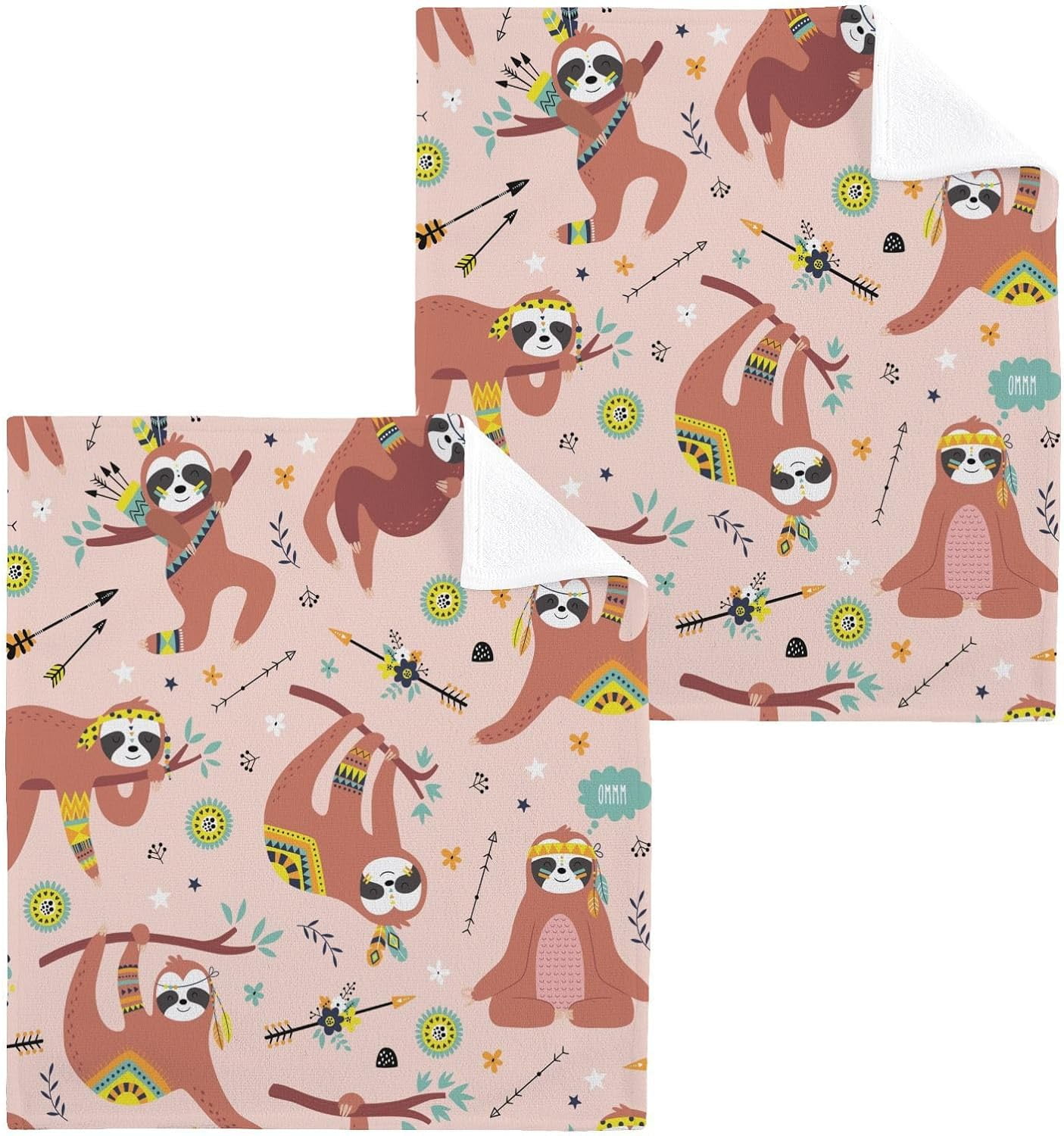 GZHJMY Cute Sloths Wash Cloth Set of 4, 12 x 12 Inch Cotton Baby ...