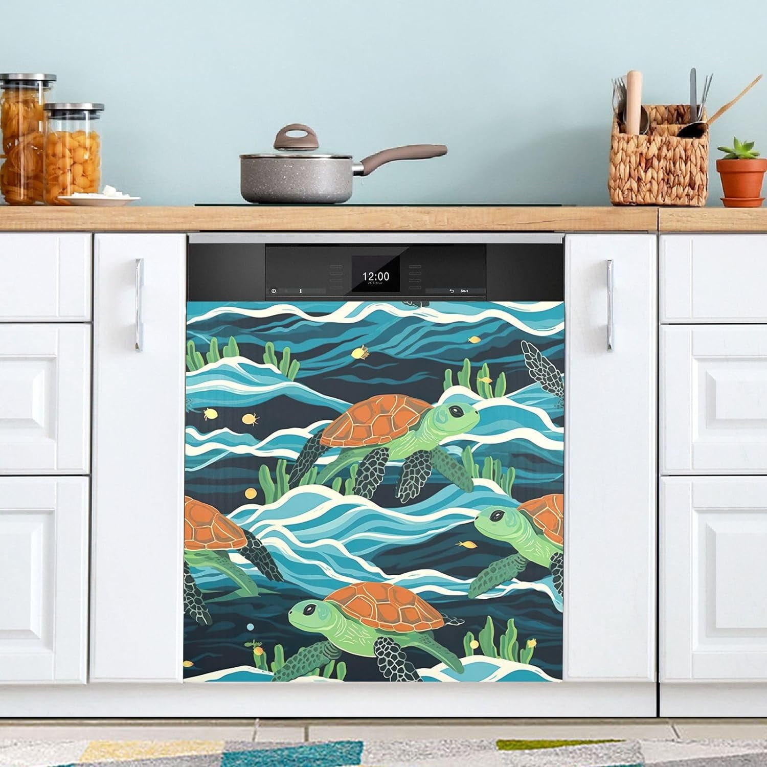 GZHJMY Cute Turtle Dishwasher Cover Dishwasher Front Door Cover