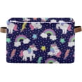 thumbnail image 1 of GZHJMY Cute Unicorn Doodle Shelf Storage Baskets, Foldable Fabric Storage Bins with Leather Handles for Organizing Closet Clothes, Toys, Towels, Bedroom, Bathroom, Nursery, Office (2 Pack), 1 of 7