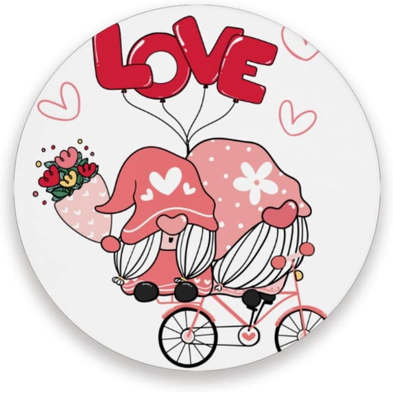 GZHJMY Cute Valentine's Day Gnome Elf Drink Coasters 1PCS,Absorbent Coaster,Marble Style Ceramic Bar Coaster for Tabletop Protection,Suitable for Kinds of Cups