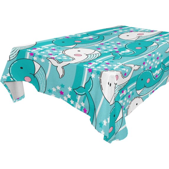 GZHJMY Cute Whale Square Tablecloth, Waterproof Stain Wrinkle Resistant Washable Polyester Table Cover for Picnic Dinner Holiday Kitchen Party Decor, 54 x 54 in Home Decor