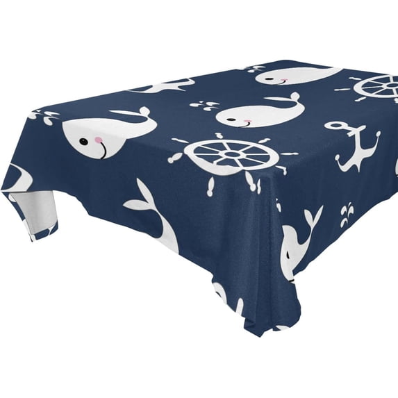 GZHJMY Cute Whale Square Tablecloth, Waterproof Stain Wrinkle Resistant Washable Polyester Table Cover for Picnic Dinner Holiday Kitchen Party Decor, 60 x 60 in Home Decor