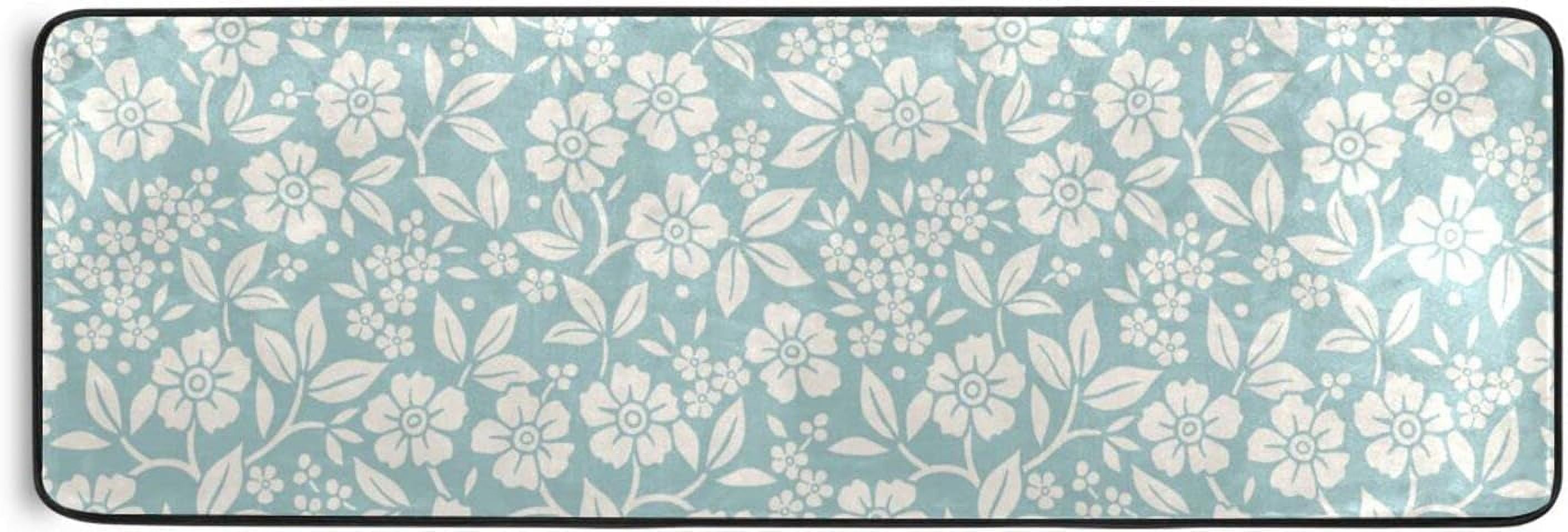 GZHJMY Cyan Print Area Rug - 2' x 6' Washable Runner Rugs with Rubber ...