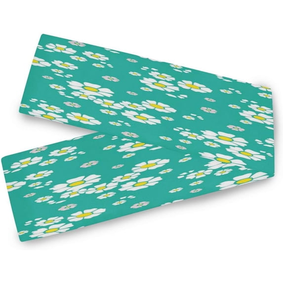 GZHJMY Daisy Flower Table Runner Machine Washable Polyester Table Runner Rectangle Reversible Dresser Scarves Table Decor 13 x 90 Inch