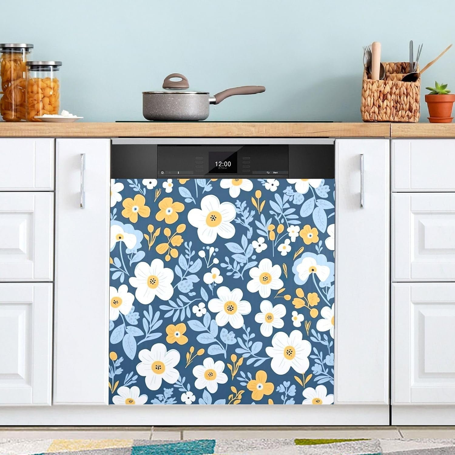 GZHJMY Daisy Pattern Dishwasher Cover Dishwasher Front Door