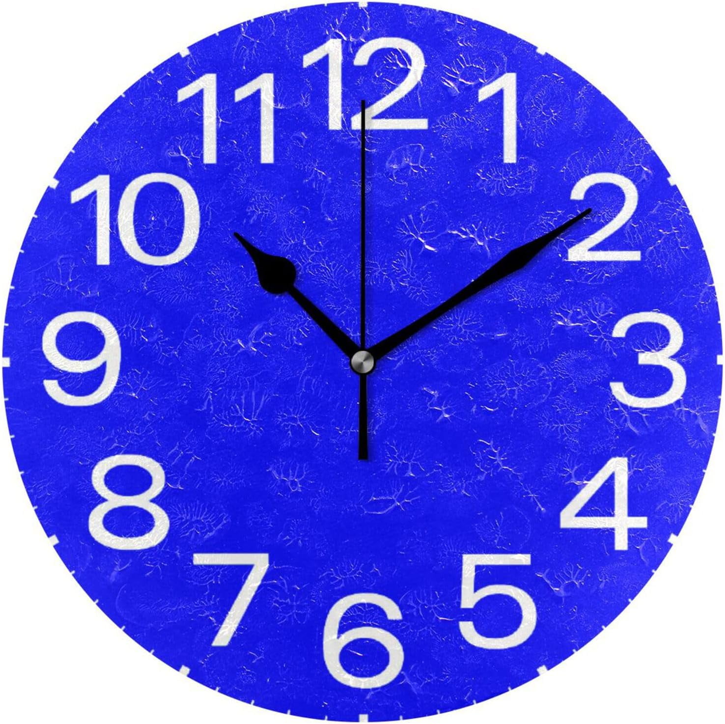 GZHJMY Dark Blue Wall Clock,Silent Non Ticking 10 Inch Battery