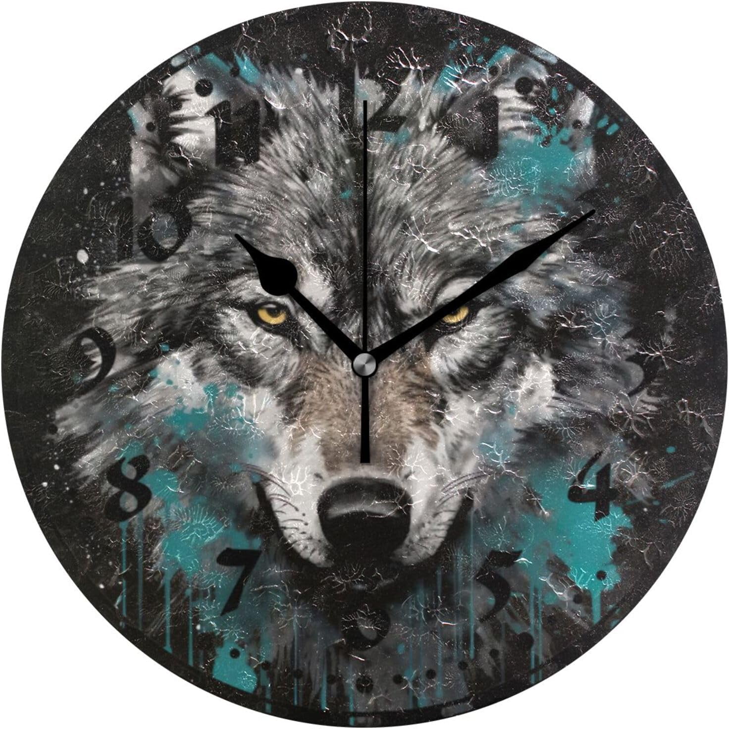 GZHJMY Dark Wolf Head Wall Clock, Silent Non Ticking 10 Inch Battery ...