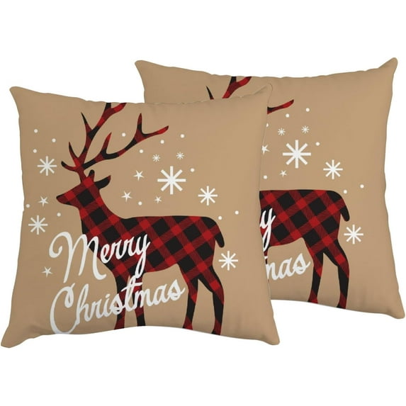 GZHJMY Decorative Throw Pillow Covers Set of 2, Buffalo Reindeer Brown Soft Pillow Cases, Square Cushion Cases Pillowcases for Sofa Bed Couch Car Home 20"x20" Home Decor