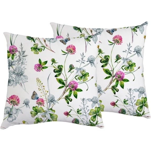 GZHJMY Decorative Throw Pillow Covers Set of 2, Flowers Meadow Grass Soft Pillow Cases, Square Cushion Cases Pillowcases for Sofa Bed Couch Car Home 20"x20" Home Decor