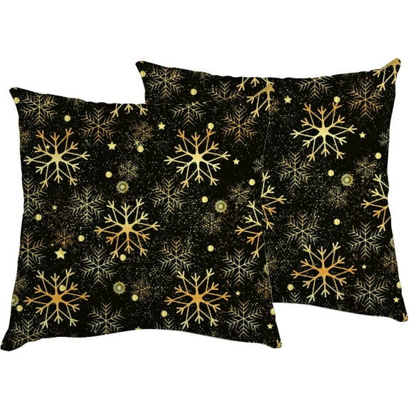 GZHJMY Decorative Throw Pillow Covers Set of 2, Gold Snowflakes Circles Soft Pillow Cases, Square Cushion Cases Pillowcases for Sofa Bed Couch Car Home 20"x20" Home Decor