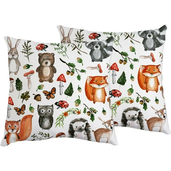 GZHJMY Decorative Throw Pillow Covers Set of 2, Soft Pillow Cases Cute Woodland Animals, Square Cushion Cases Pillowcases for Sofa Bed Couch Car Home 18"x18" Home Decor