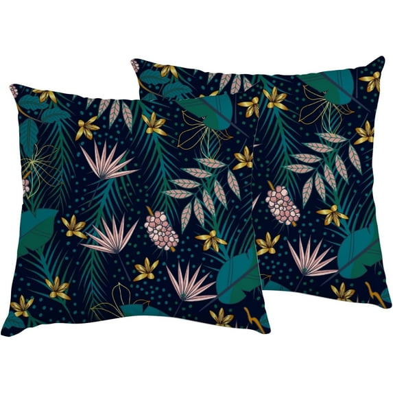 GZHJMY Decorative Throw Pillow Covers Set of 2, Soft Pillow Cases Flora Abstract Dark, Square Cushion Cases Pillowcases for Sofa Bed Couch Car Home 20"x20" Home Decor