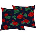 thumbnail image 1 of GZHJMY Decorative Throw Pillow Covers Set of 2, Soft Pillow Cases Rose Green Leaves, Square Cushion Cases Pillowcases for Sofa Bed Couch Car Home 18"x18" Home Decor, 1 of 4