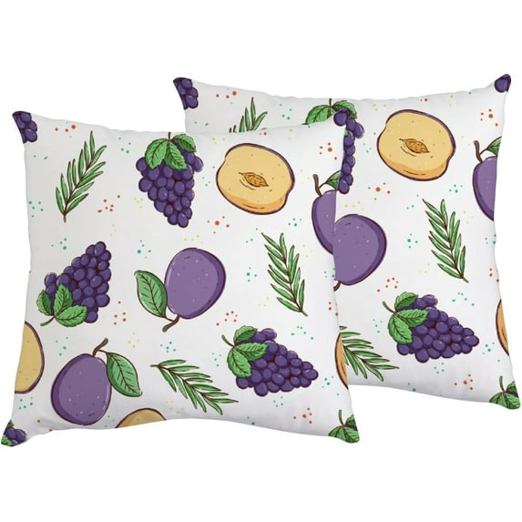 GZHJMY Decorative Throw Pillow Covers Set of 2, Soft Pillow Cases Summer Grape Peach, Square Cushion Cases Pillowcases for Sofa Bed Couch Car Home 16"x16" Home Decor