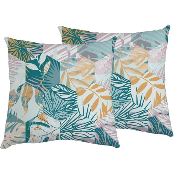 GZHJMY Decorative Throw Pillow Covers Set of 2, Tropical Leaves Hexagon Soft Pillow Cases, Square Cushion Cases Pillowcases for Sofa Bed Couch Car Home 16"x16" Home Decor